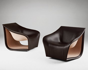 Вдохновение от морских волн: диван и кресло из кожи «Split Leather Sofa&Chairs»