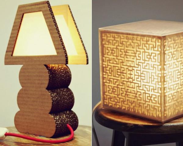 Картонные лампы «Cover Lamp» и «Golden Cube», из выброшенного гофрированного картона от «Green Spirit Creations» (видео)