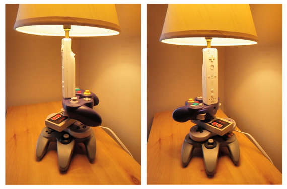 Настольные лампы, изготовленные из контроллеров и пистолетов «Nintendo»