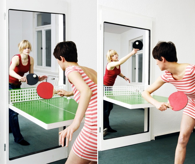 Дверь, превращающаяся в стол для настольного тенниса от дизайнера Tobias Franzel