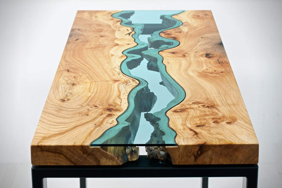 Журнальные столики, со встроенными реками и озерами из стекла от Грега Классена (Greg Klassen)