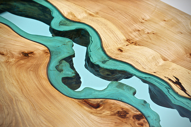 Журнальные столики, со встроенными реками и озерами из стекла от Грега Классена (Greg Klassen)